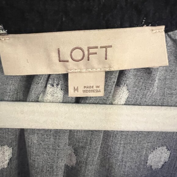 LOFT Navy Dot Print Tie-Waist Dress – Size Medium - Picture 3 of 4